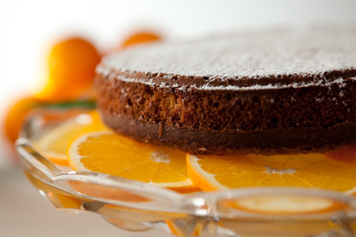 orange almond cake side view