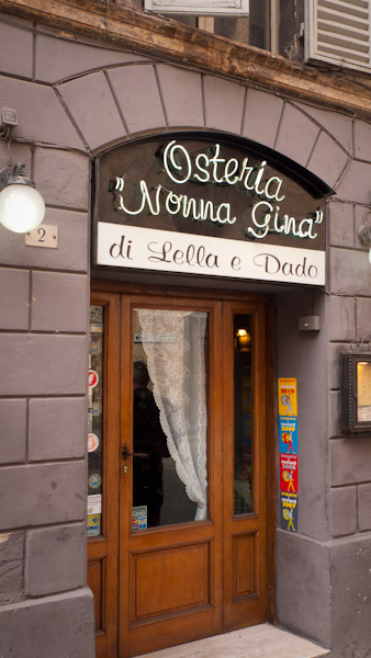The entrance door to the Italian restaurant. 