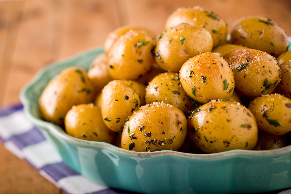 Baby Dutch potatoes with herbs.