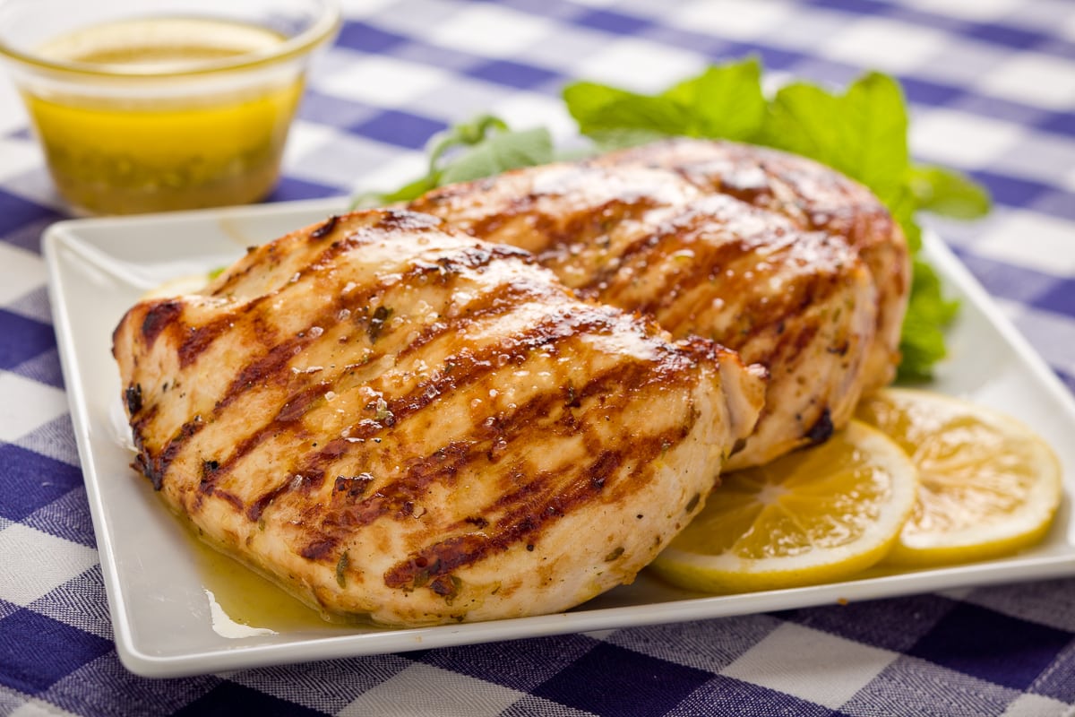 Perfectly grilled chicken breasts.