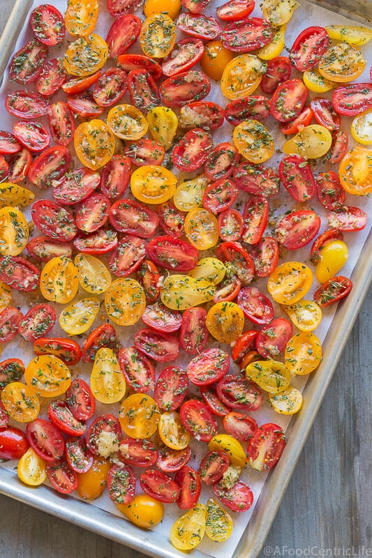 Herb Roasted Cherry tomatoes | AFoodCentricLife.com