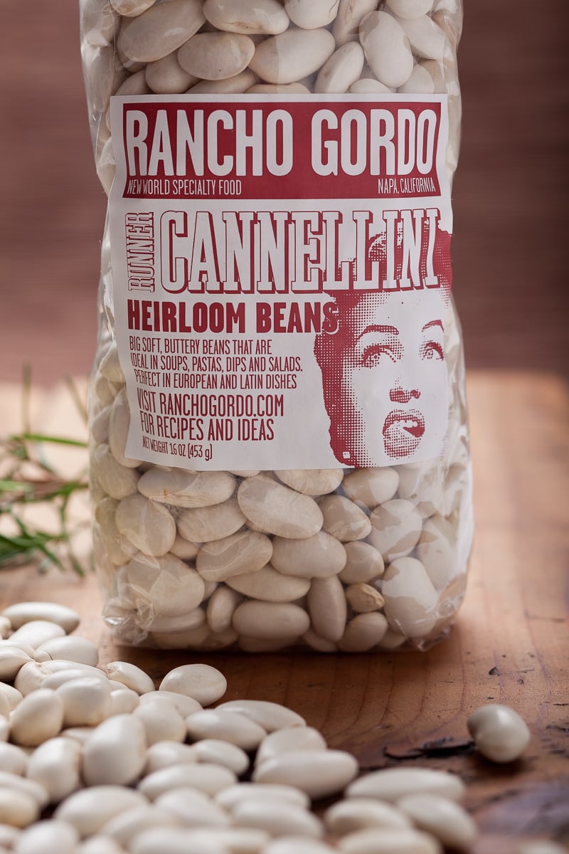 Rancho Gordo beans in bag.