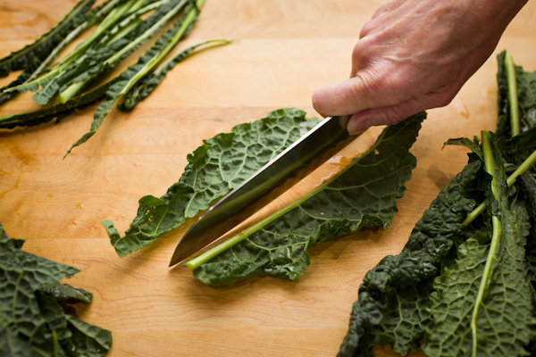 How to strip and chop kale leaves.