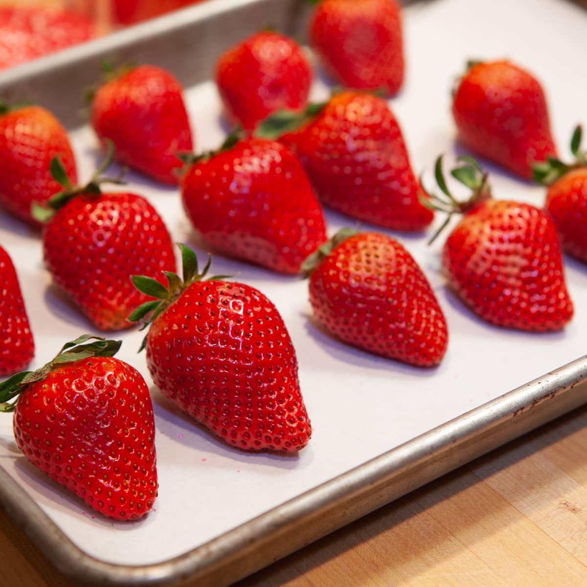 strawberries on a tray
