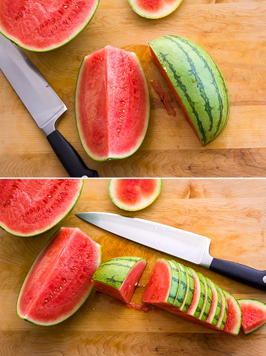 how to cut watermelon into slices.
