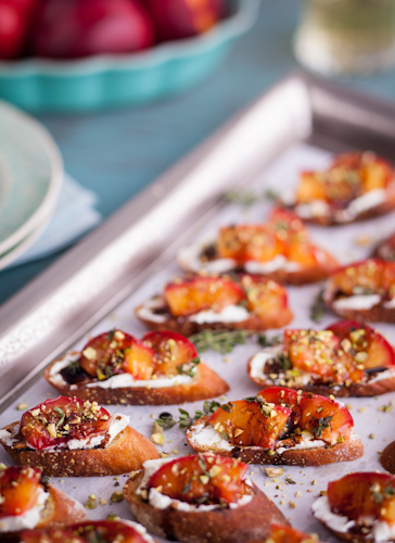 nectarine and goat cheese crostini | AFoodCentricLife.com