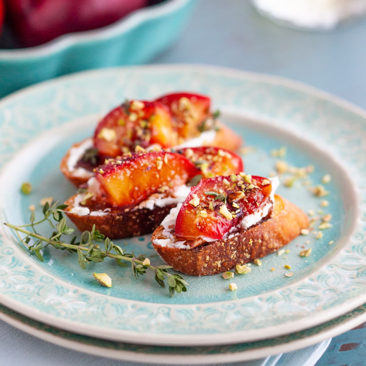 Goat Cheese Crostini With Baked Nectarines A Foodcentric Life
