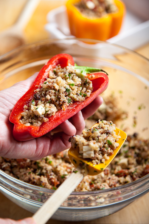 Turkey Quinoa Stuffed Peppers|AFoodCentricLife.com