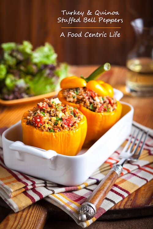 Turkey Quinoa Stuffed Peppers | AFoodCentricLife.com