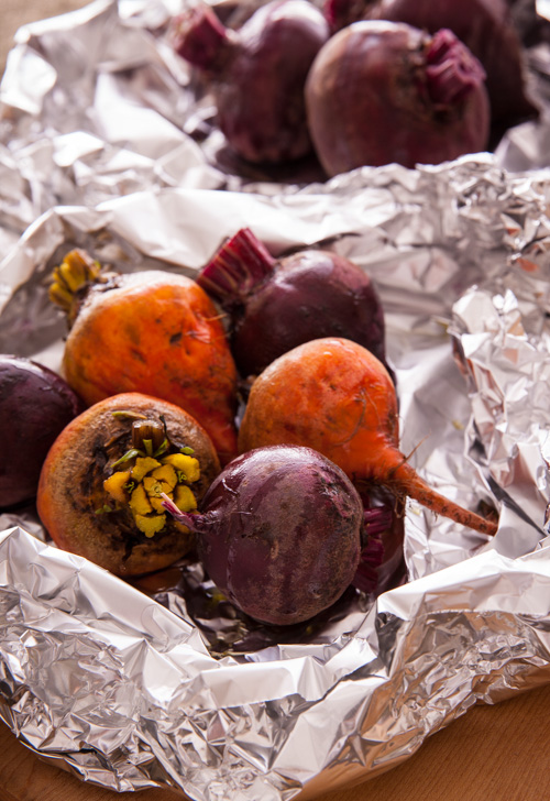 Colorful Beets in Foil, Ready to Roast