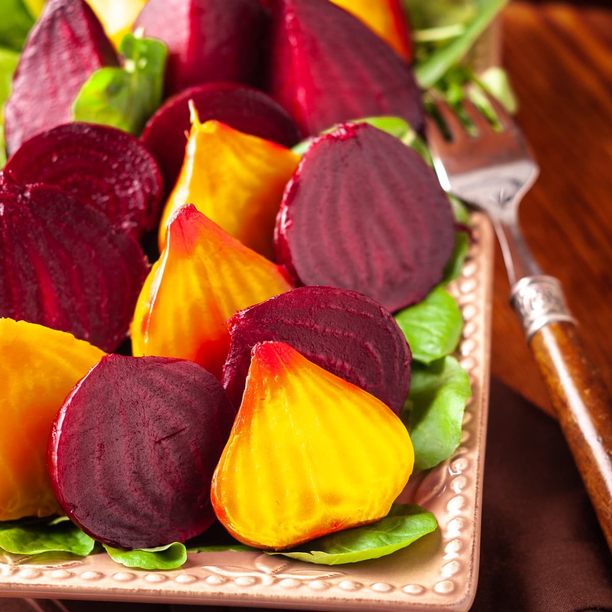 red and gold roasted beets