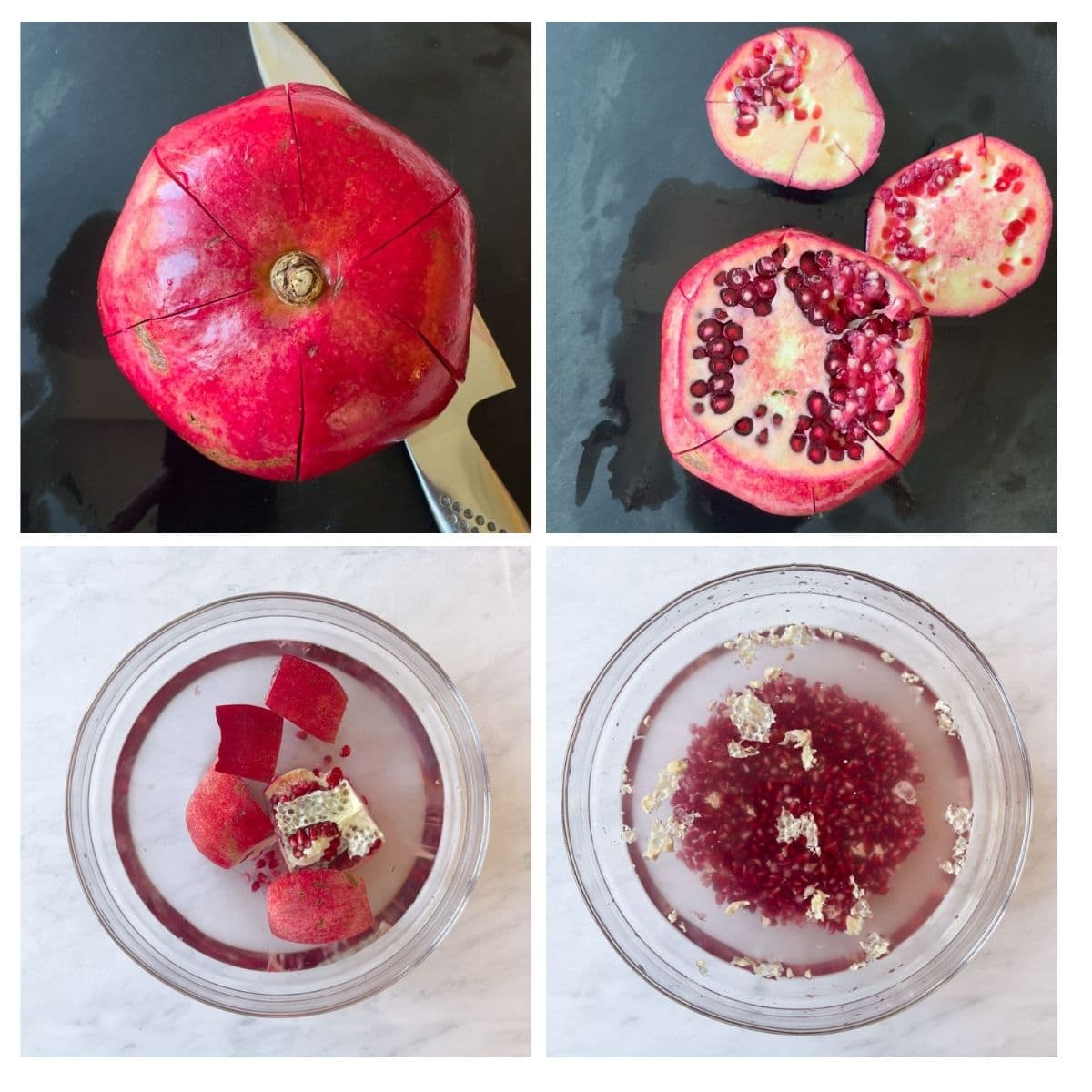 How to open a pomegranate, the under water method.