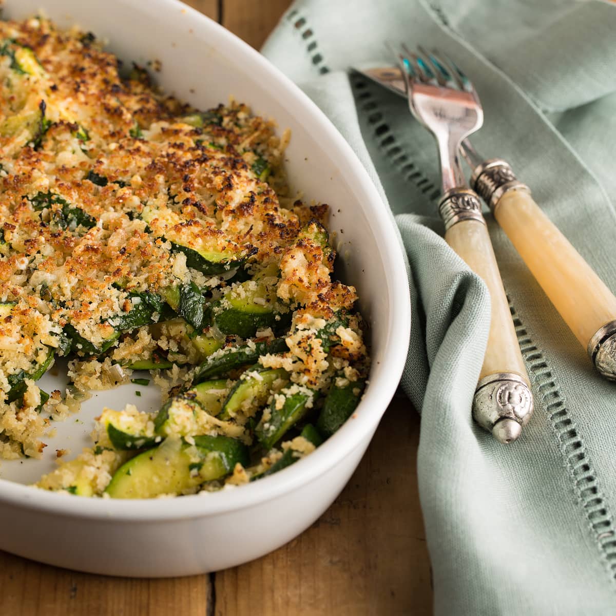 Zucchini Casserole with Parmesan Crumb Topping.
