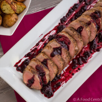 Pork tenderloin with blackberry wine sauce|AFoodCentricLife.com
