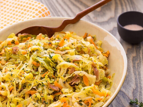Braised Cabbage with Leeks and Bacon | AFoodCentricLife.com
