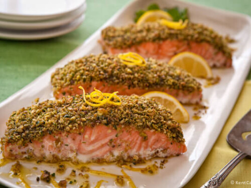Pistachio crusted roast salmon | AFoodCentricLife.com