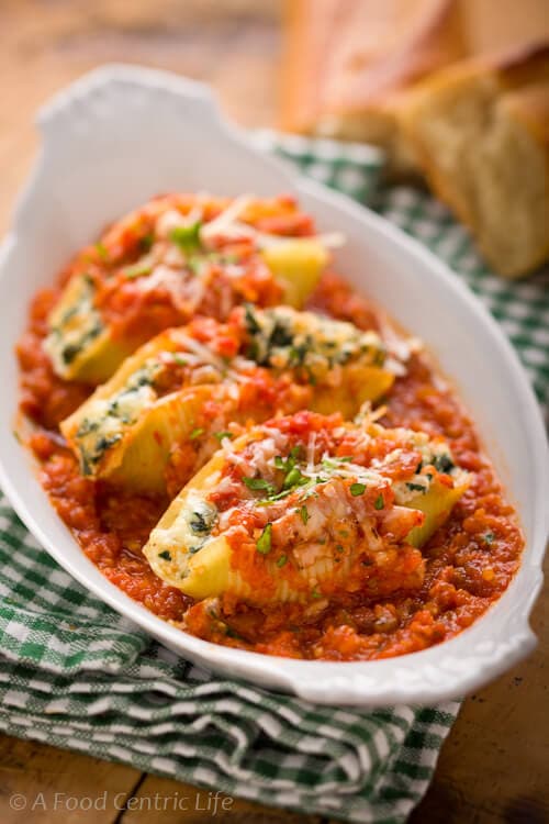 kale and ricotta stuffed shells | afoodcentriclife.com
