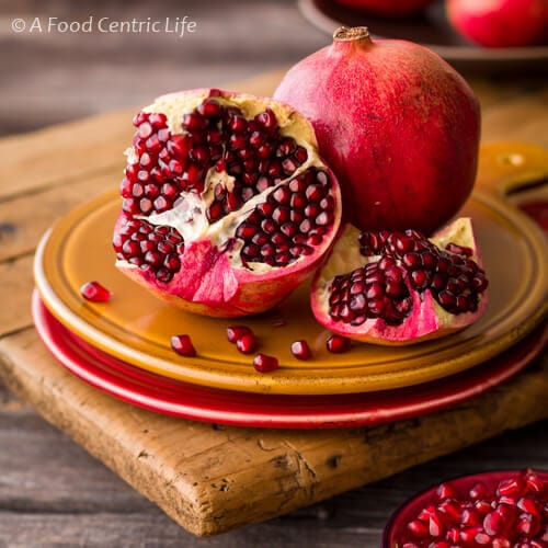 Pomegranates on a plate.