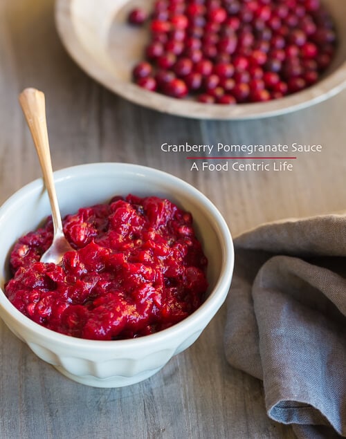 Healthy cranberry sauce with pomegranate seeds.