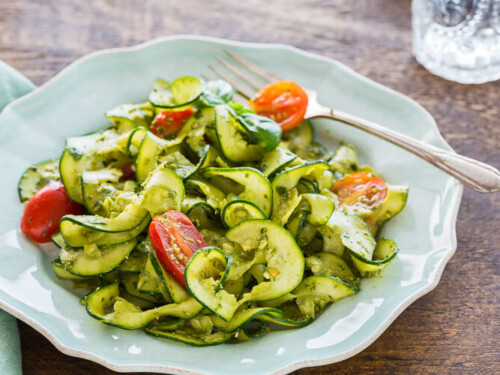 Zucchini Pesto Ribbon Salad|AFoodCentriclLife.com