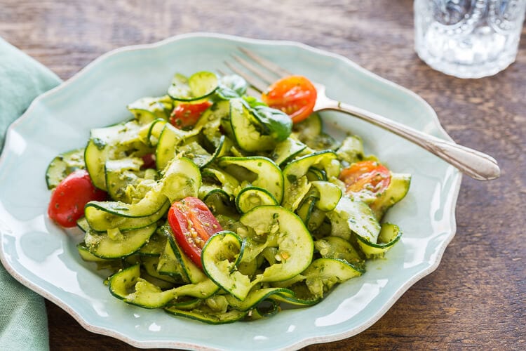 Zucchini Pesto Ribbon Salad | AFoodCentriclLife.com