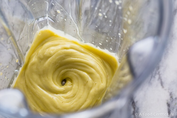 Finishing in the blender, thick and creamy.