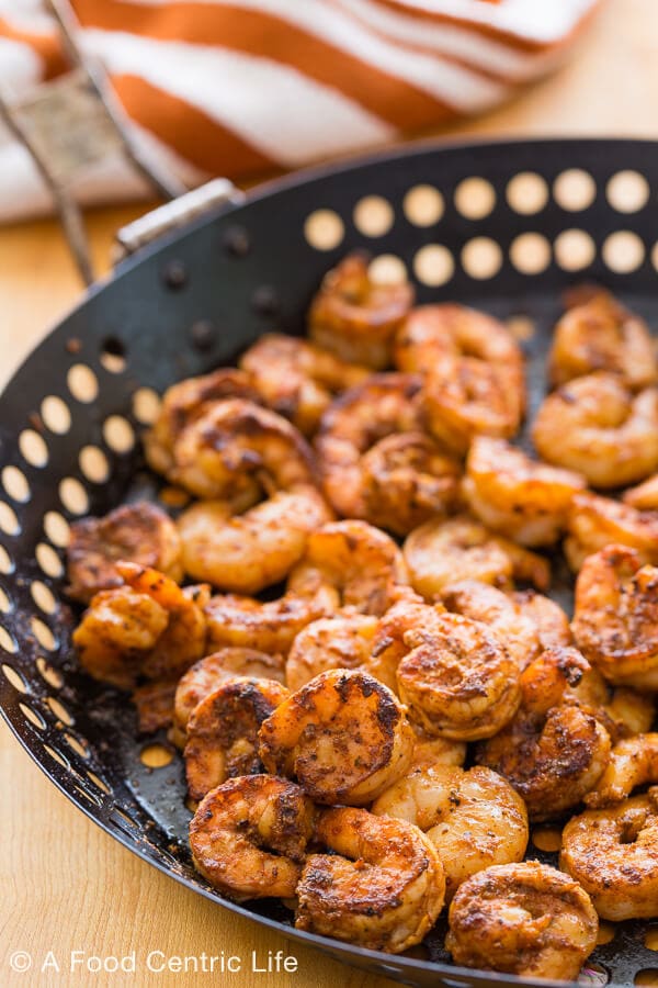 grilled shrimp in basket | A FoodCentricLife.com