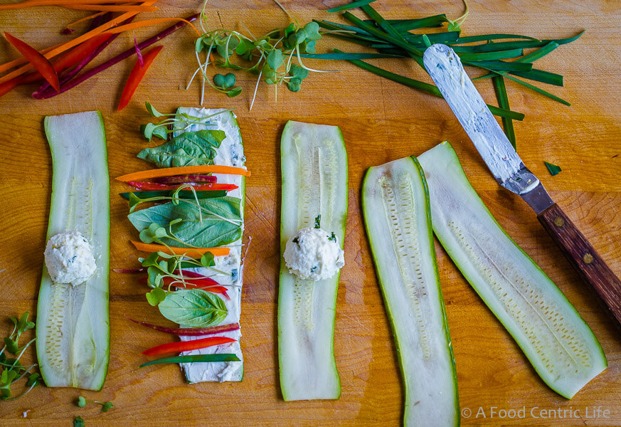 Zucchini Roll Ups with Goat Cheese|AFoodCentricLife.com