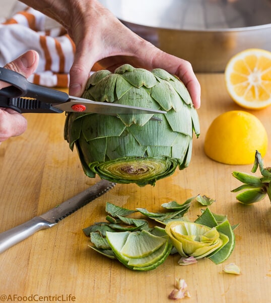 Trimming an artichoke | AFoodCentricLife.com