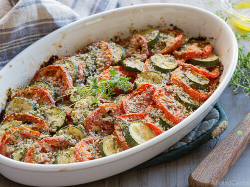 tomato zucchini casserole | AFoodCentricLife.com
