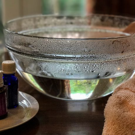 steaming water bowl with essential oils | AFoodCentricLife.com