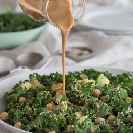 curly kale salad tahini dressing | AFoodCentricLife.com