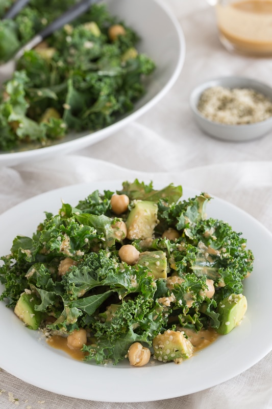 curly kale salad tahini dressing | AFoodCentricLife.com