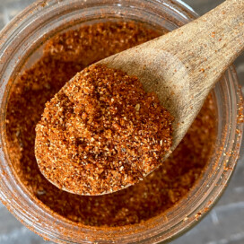 Savory dry rub for grilling with spices and a little brown sugar.