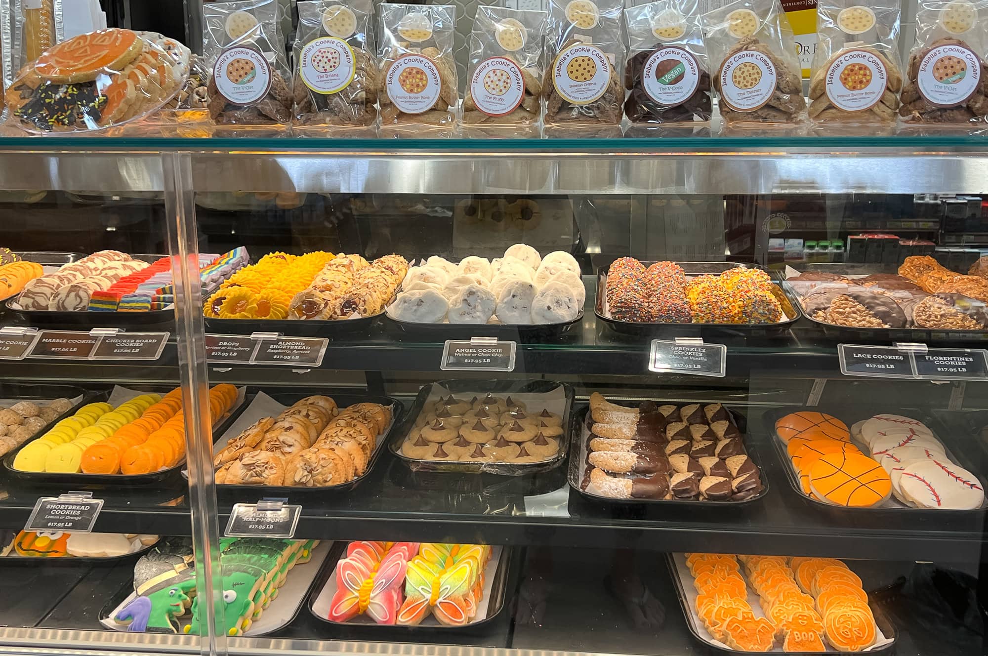 Pastry and cookies display case.