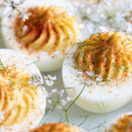 Deviled eggs with paprika | afoodcentriclife.com
