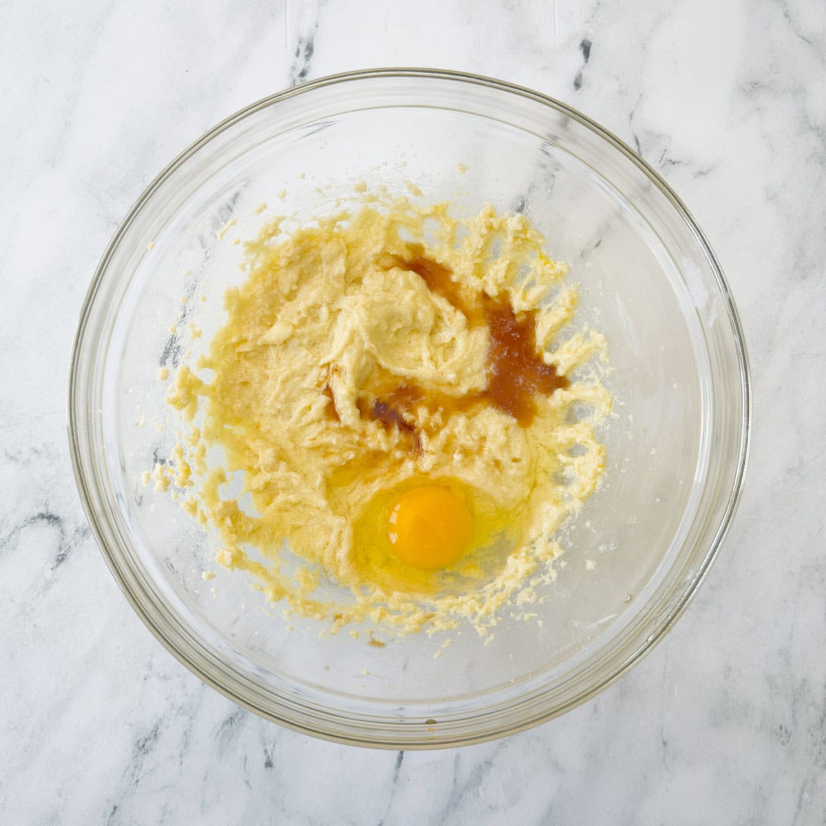 Cake batter base plus eggs and vanilla.